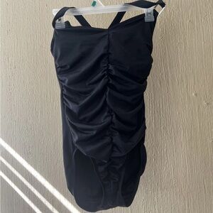 Lands’ End Womens Sculpting swim Suit Tummy Control One Piece Black 10 277100